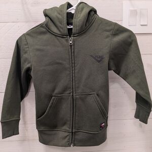 🐎 PONY Boy's Army Green Hoodie With Zipper; Size 4 Small